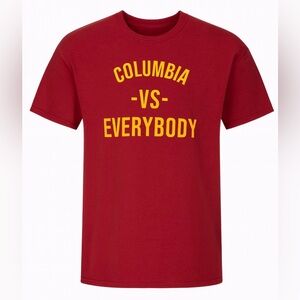 Vintage ‘Columbia Vs. Everybody’ T-Shirt XXL Burgundy/Yellow